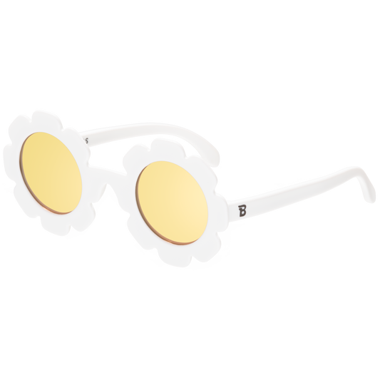 (Flower) White Daisy | Yellow Mirrored Lenses [POLARIZED]