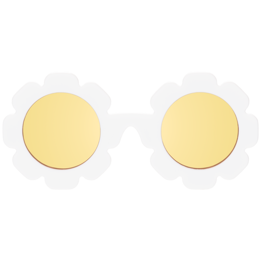 (Flower) White Daisy | Yellow Mirrored Lenses [POLARIZED]
