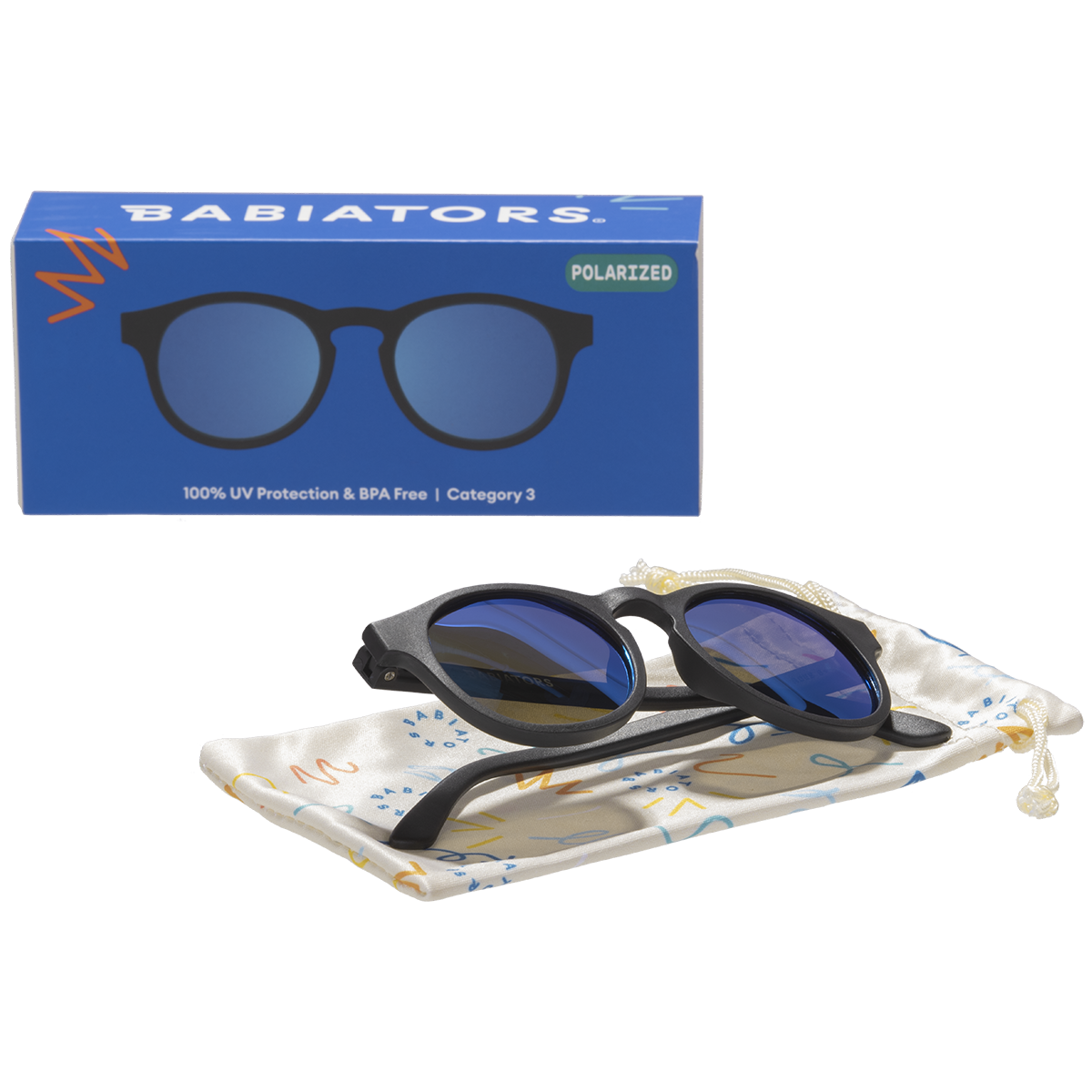 (Keyhole) Jet Black | Cobalt Blue Mirrored Lenses [POLARIZED]