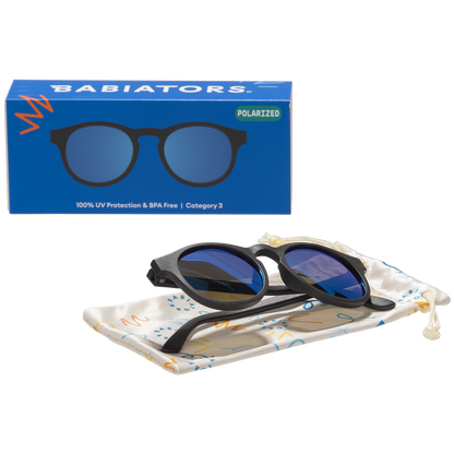 (Keyhole) Jet Black | Cobalt Blue Mirrored Lenses [POLARIZED]